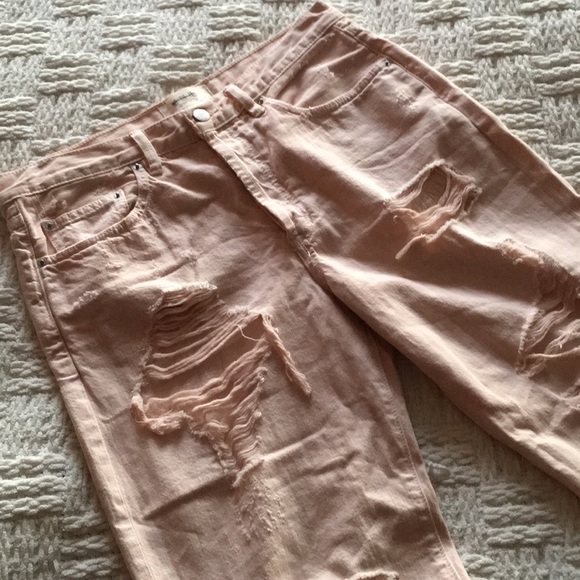 NWOT Free People Destroyed Boyfriend Jeans in Pink - Picture 6 of 8